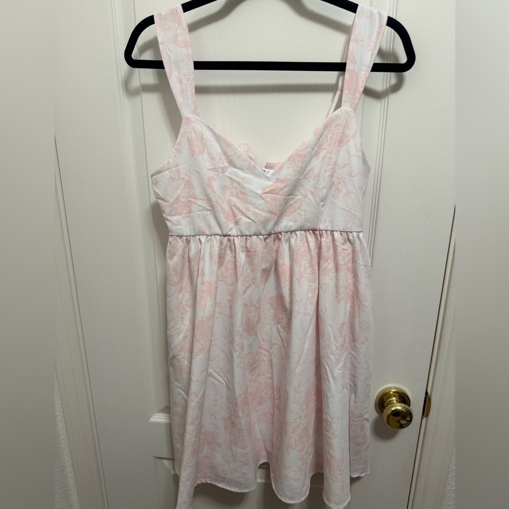 Trixxi White and Pink Floral Kids Dress